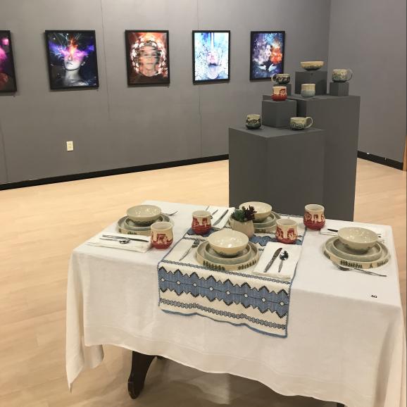 student photography and ceramics in the cummings art gallery