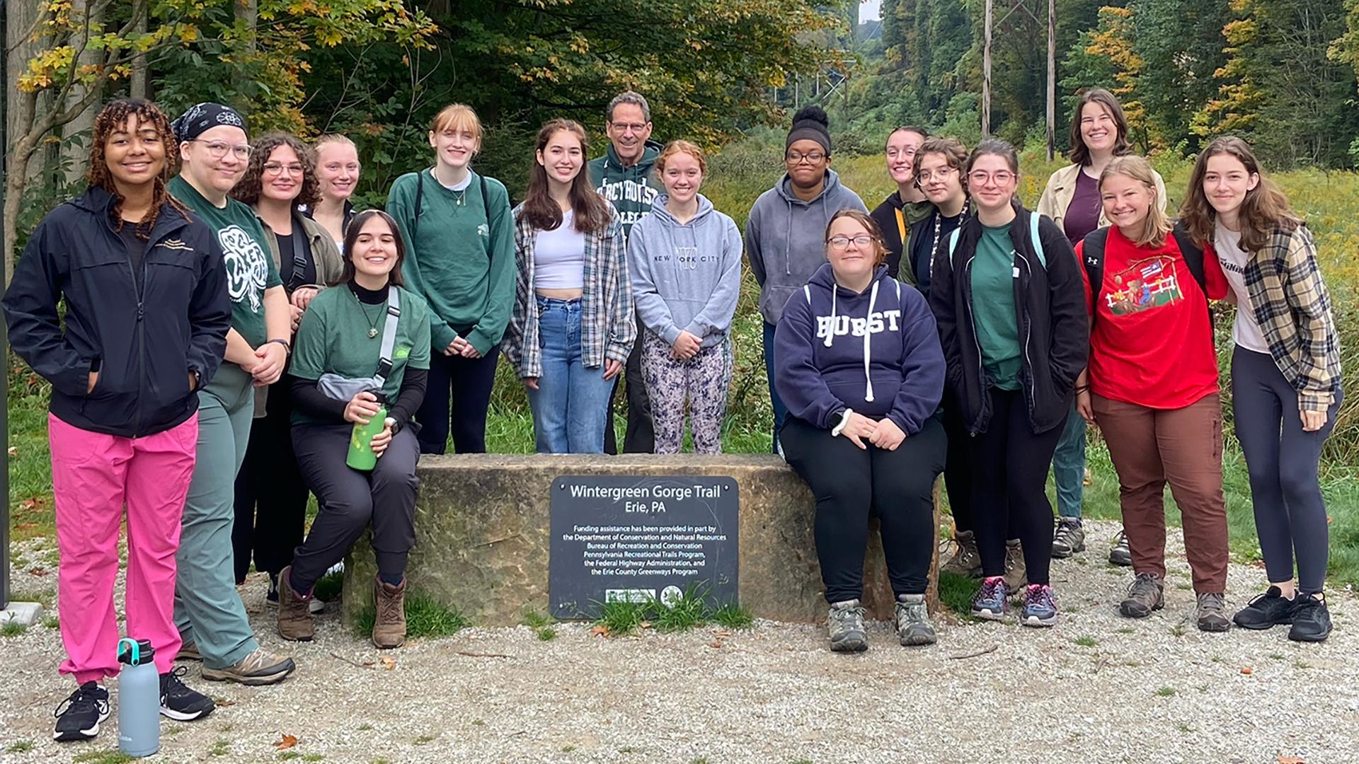 Students in Sustainability Club at Wintergreen Gorge Trail