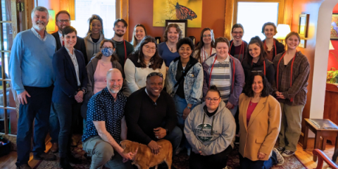 Group photo from religious studies celebrating the graduating students