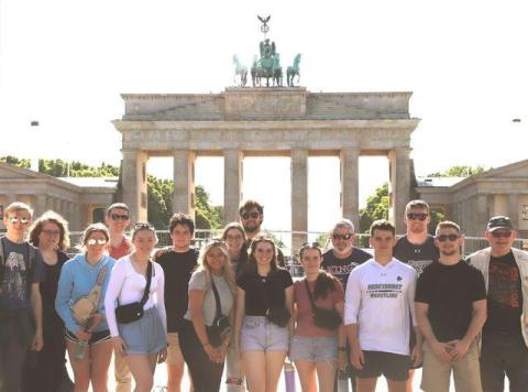Mercyhurst students posing for a picture on trip to Berlin, Potsdam, and Munich, Germany