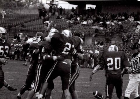 1980s football players on field