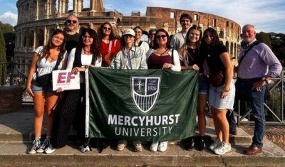 Students Mercyhurst Flag Colosseum