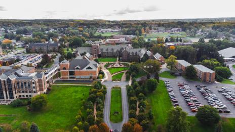 Aerial view of Mercyhurst University's campus