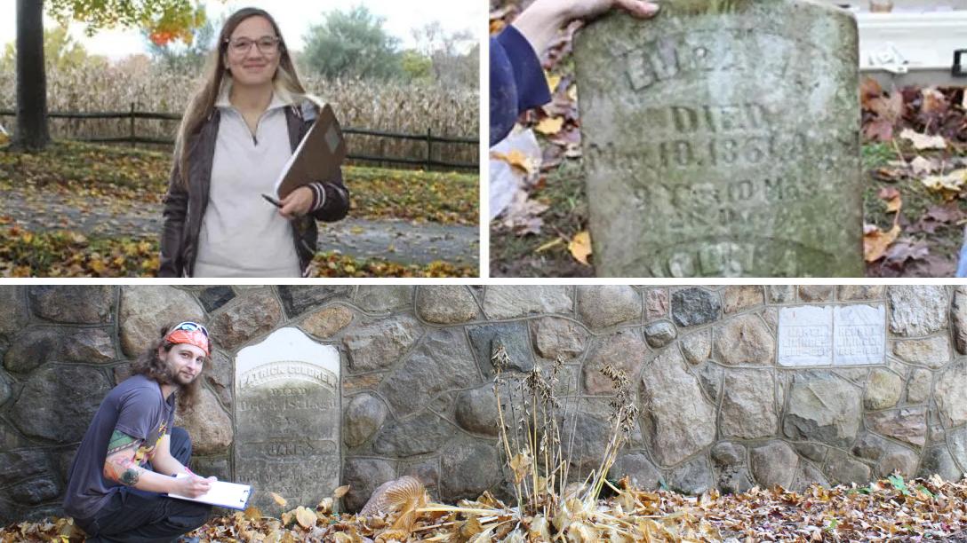 Student and Dr. Mary Ann Owoc partaking in Funerary Archaeology projects