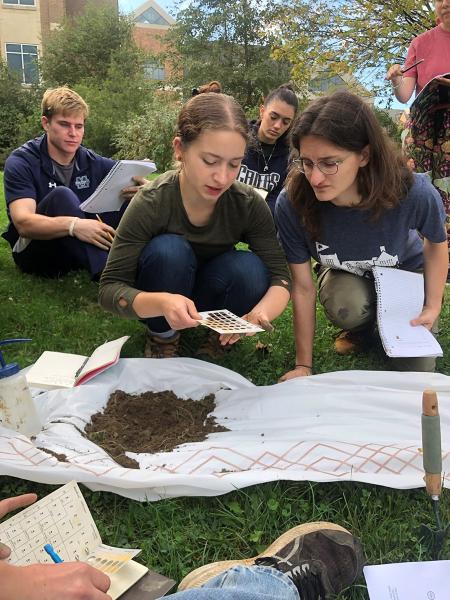 Geology students outside campus